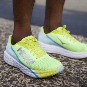 Hoka One One Men’s U Rocket X Blue Glass Evening Primrose 1113532-BGEPR Size 8